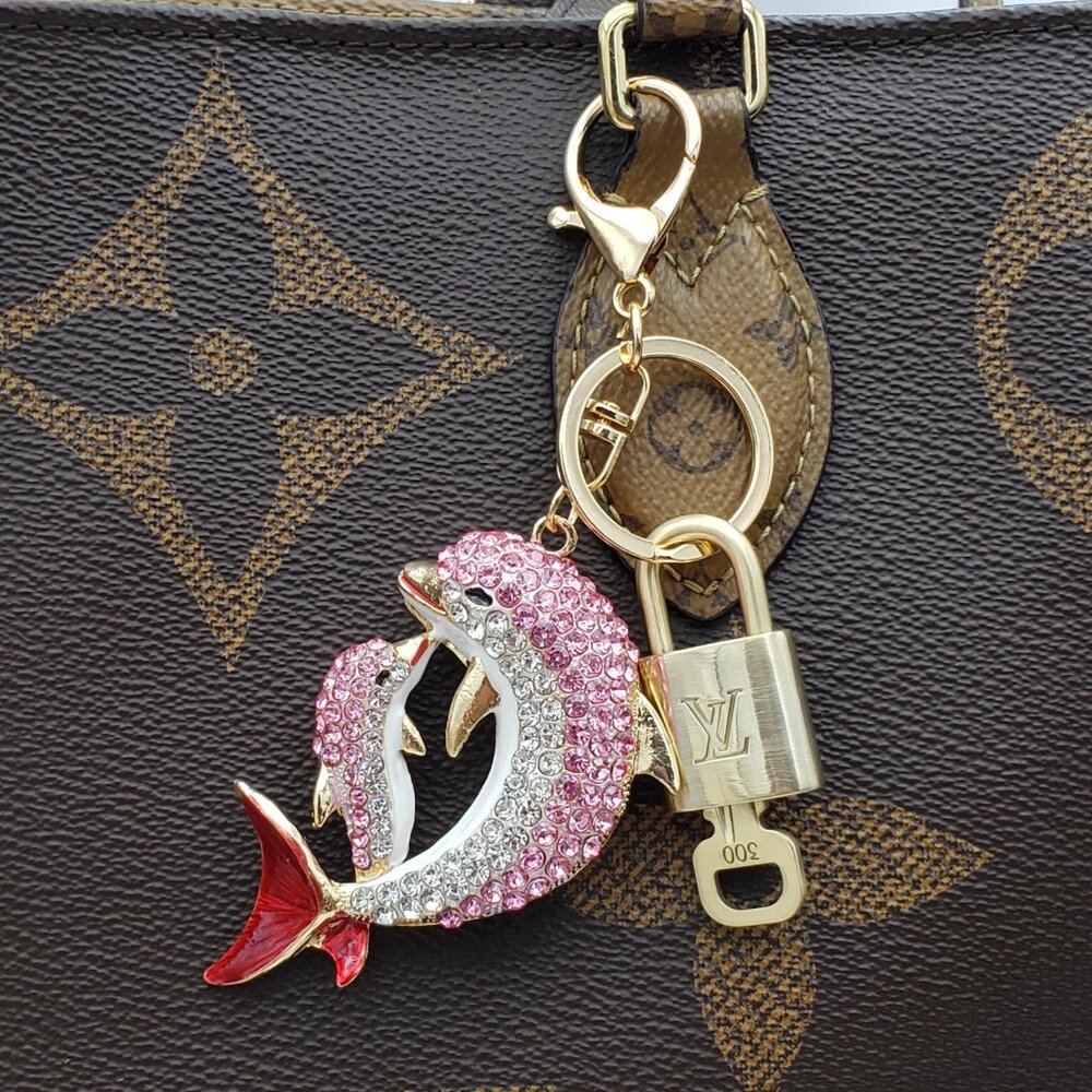 LV Gold Padlock & Key 🔒 Authentic Louis Vuitton Bag Unbranded Dolphin Charm